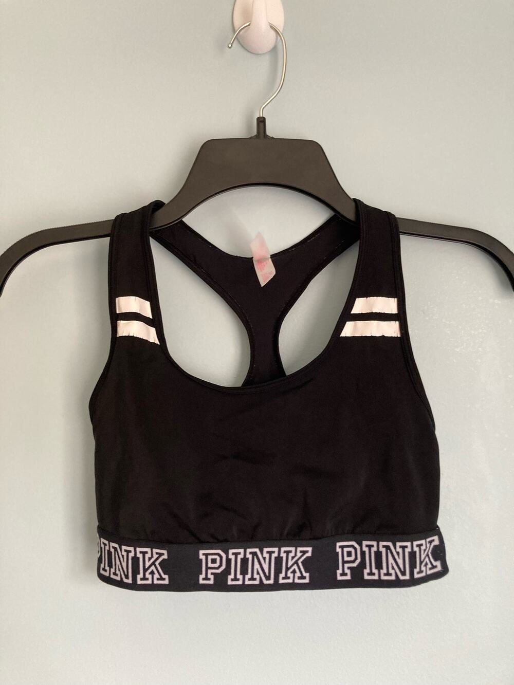PINK Sports Bra Small Black Athleticwear Athleisure Activewear